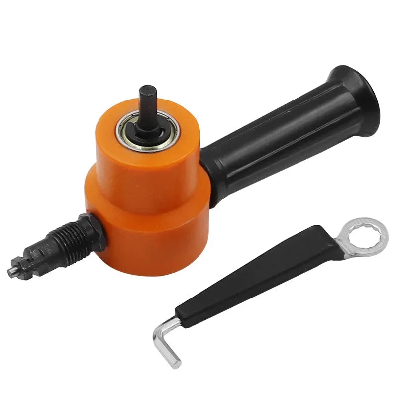 Metal Sheet Cutter Double Head Iron Nibbler Cutting Tool Electric Drill Attachment Modification Plate Punch Scissors Adjustable
