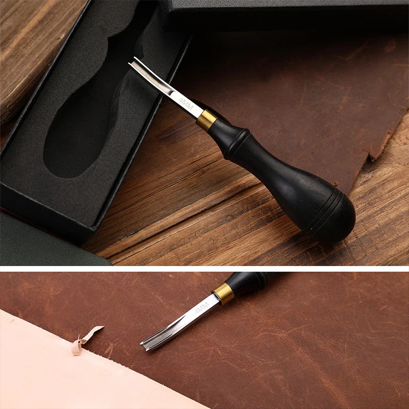 Fenrry 4/6/8/10mm Leather Edge Beveler Tool French Skiver Wide Mouth Leather Edge Bevelers Skiving Trimmer Crafting Tools