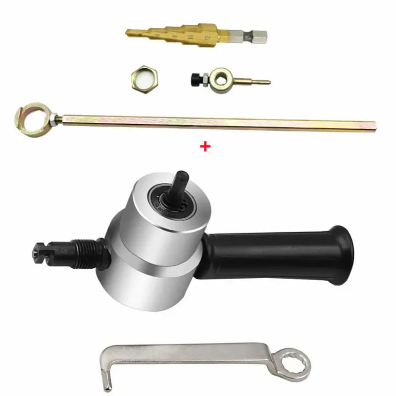 Metal Sheet Cutter Double Head Iron Nibbler Cutting Tool Electric Drill Attachment Modification Plate Punch Scissors Adjustable