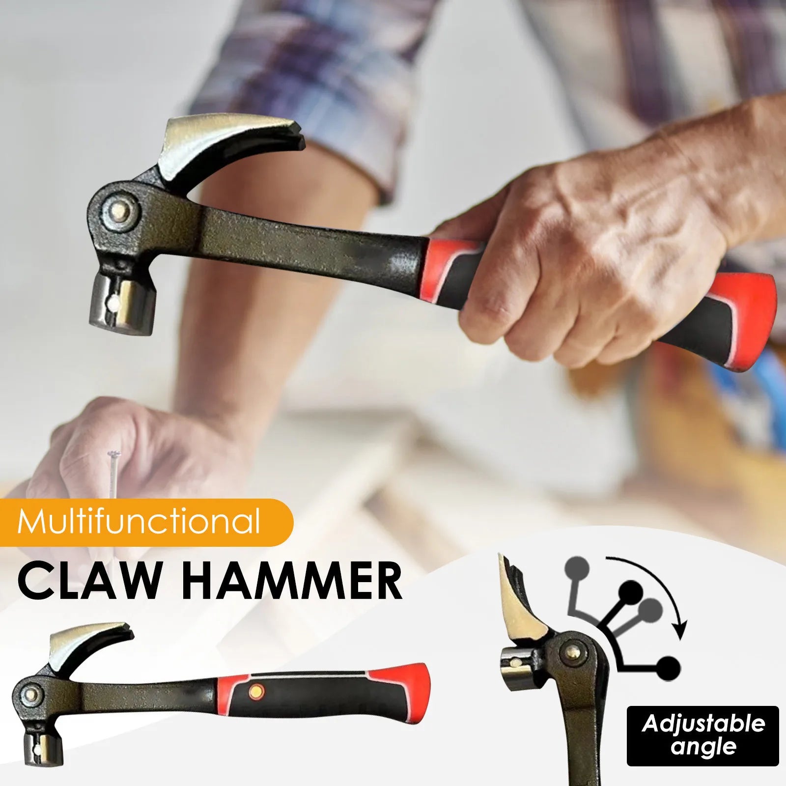 Useful Portable Powerful Hammer With Ergonomic NonSlip Rubber Handle Woodworking Tool For Home Improvement Furniture Project