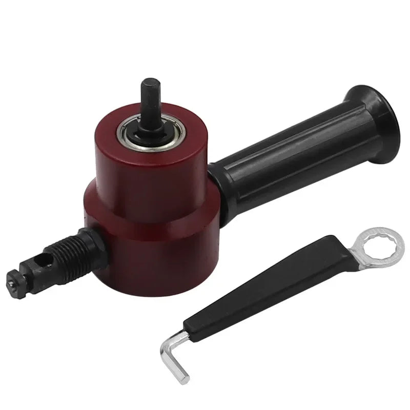 Metal Sheet Cutter Double Head Iron Nibbler Cutting Tool Electric Drill Attachment Modification Plate Punch Scissors Adjustable