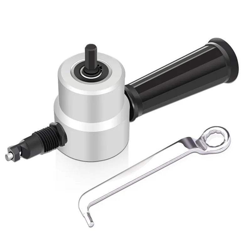 Metal Sheet Cutter Double Head Iron Nibbler Cutting Tool Electric Drill Attachment Modification Plate Punch Scissors Adjustable